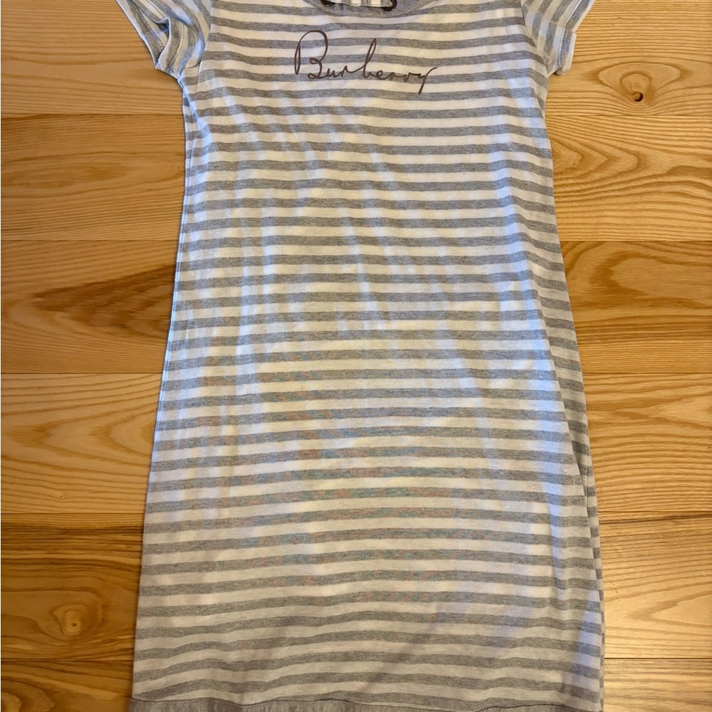 Burberry Gray and White Striped Girl Easy Dress Size 12